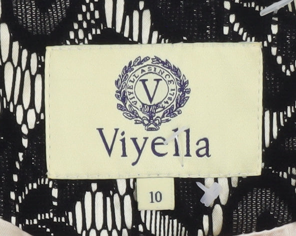 Viyella Womens Black Lace Patterned Suit Jacket UK 10 Classic Fit