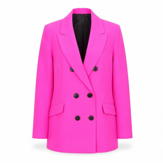 Primark Women’s Pink Double-Breasted Blazer Size 6 Wool Blend