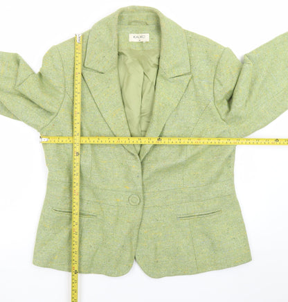 Kaliko Women Green Wool Blend Tweed Blazer Jacket Size 18