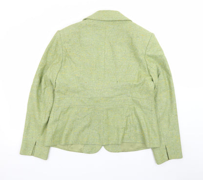 Kaliko Women Green Wool Blend Tweed Blazer Jacket Size 18