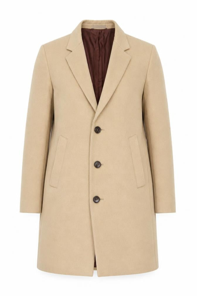 Primark Women’s Beige Wool Blend Long Overcoat Size S