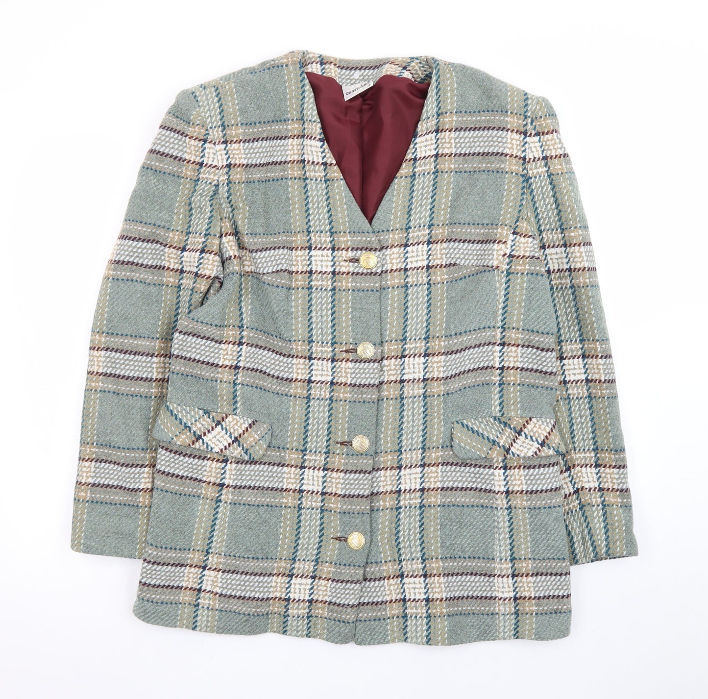 Watercolours Women's Green Checked Wool Blend Blazer Size 12