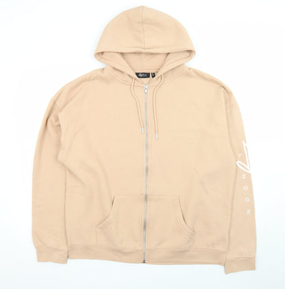 Lilylane London Women Beige Full Zip Hoodie Sweatshirt L