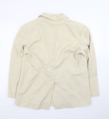 H&M Women's Beige Double-Breasted Blazer Size 12 Regular Fit