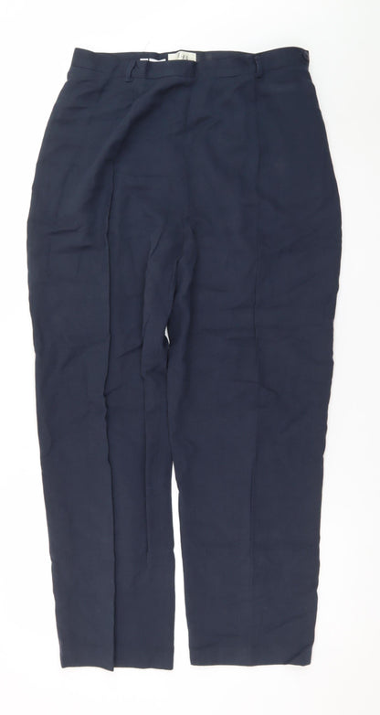 LB The Collection Women's Blue Linen Straight Trousers Size 14