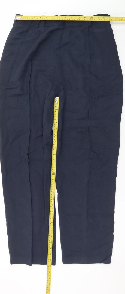 LB The Collection Women's Blue Linen Straight Trousers Size 14