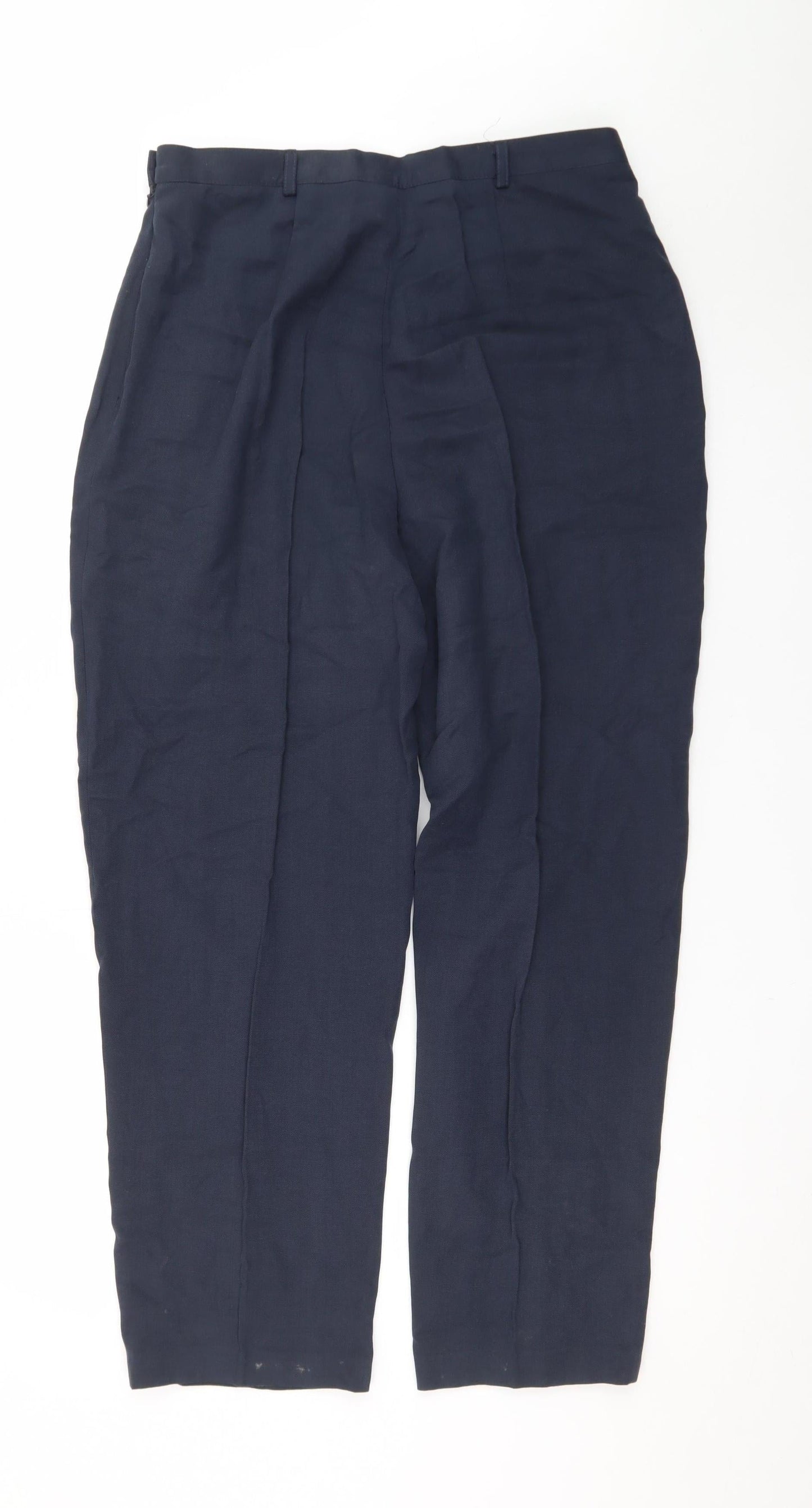 LB The Collection Women's Blue Linen Straight Trousers Size 14