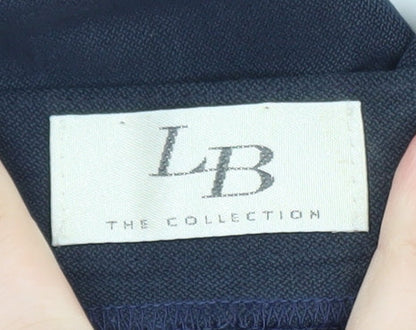 LB The Collection Women's Blue Linen Straight Trousers Size 14