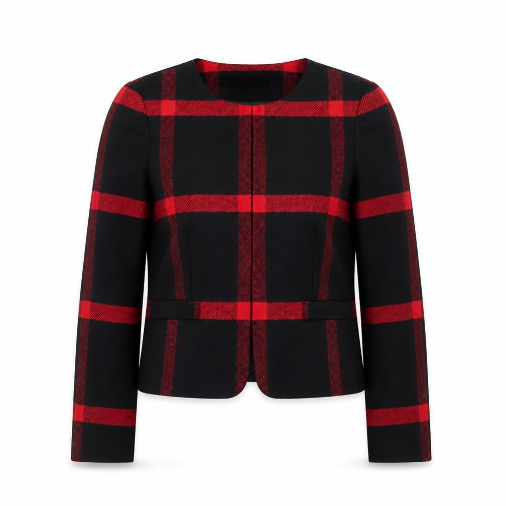 Alice + Olivia Women's Black Red Check Wool Blend Suit Jacket XS