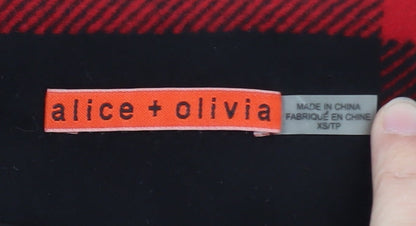 Alice + Olivia Women's Black Red Check Wool Blend Suit Jacket XS