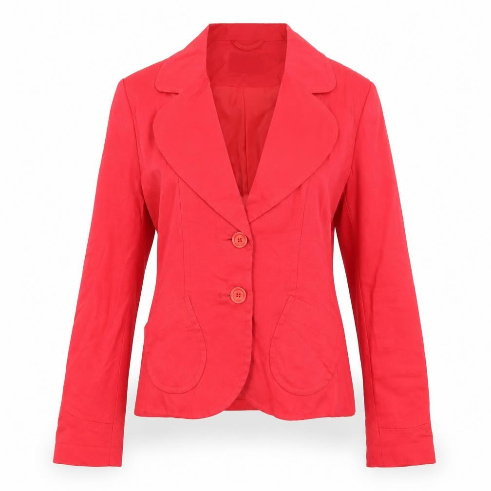 Sasha Women Red Linen Blend Tailored Blazer Jacket Size 12