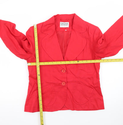 Sasha Women Red Linen Blend Tailored Blazer Jacket Size 12