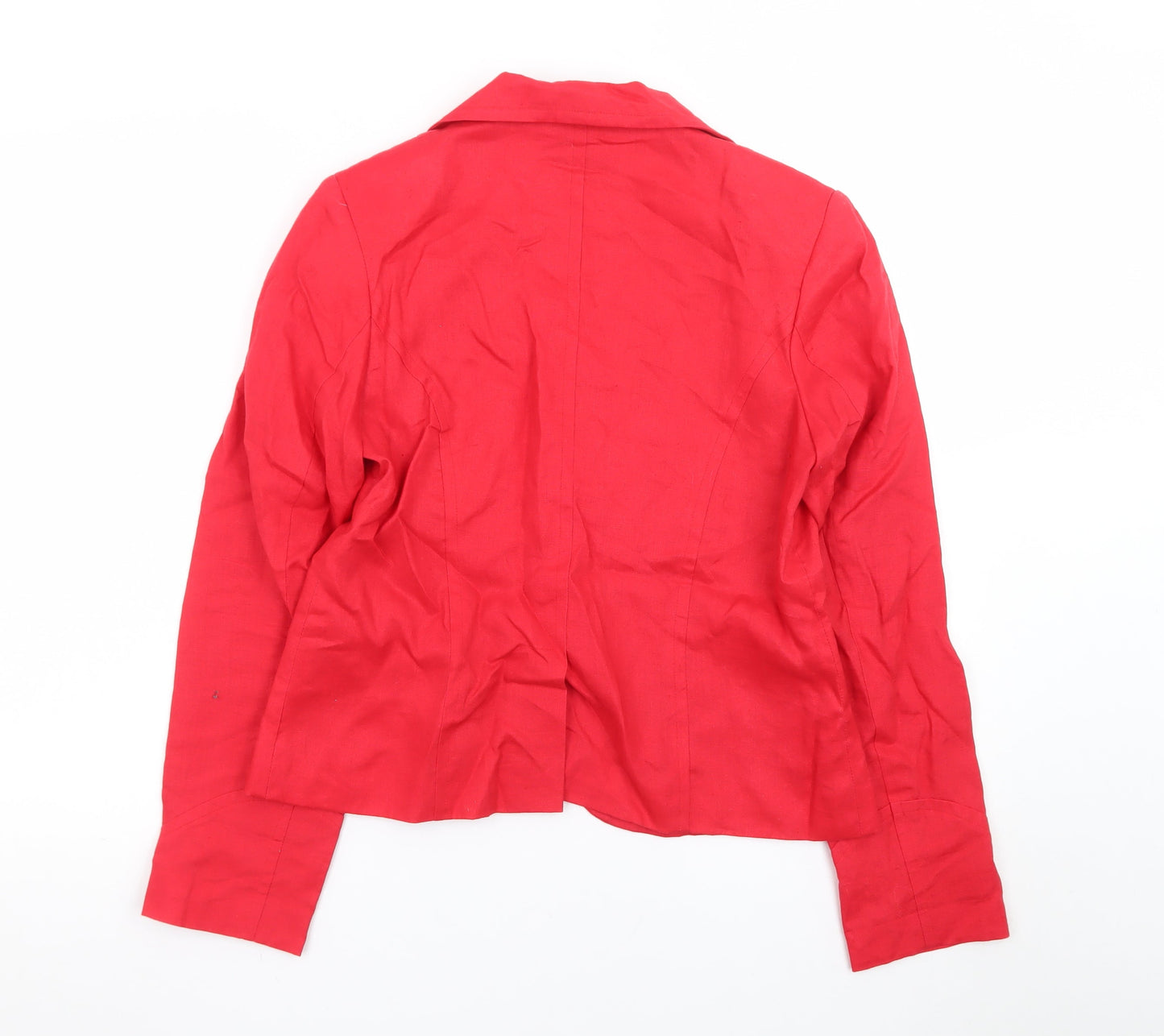 Sasha Women Red Linen Blend Tailored Blazer Jacket Size 12