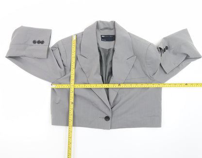 ASOS Design Women Grey Cropped Blazer UK 8-10 Single-Breasted Jacket
