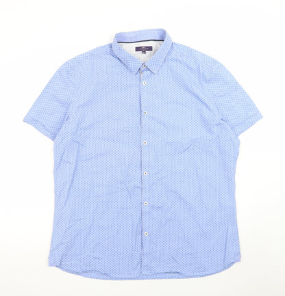 Tailor & Cutter Men's Blue Slim Fit Short Sleeve 2XL Button-Up Shirt