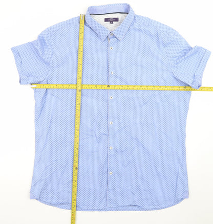 Tailor & Cutter Men's Blue Slim Fit Short Sleeve 2XL Button-Up Shirt