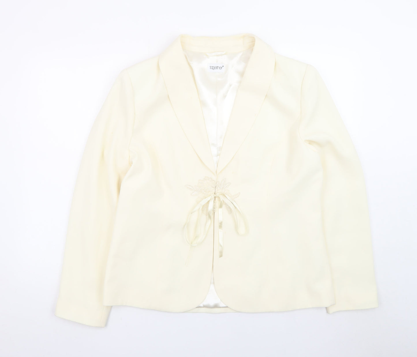 Together Women Ivory Polyester Single-Breasted Blazer UK 18