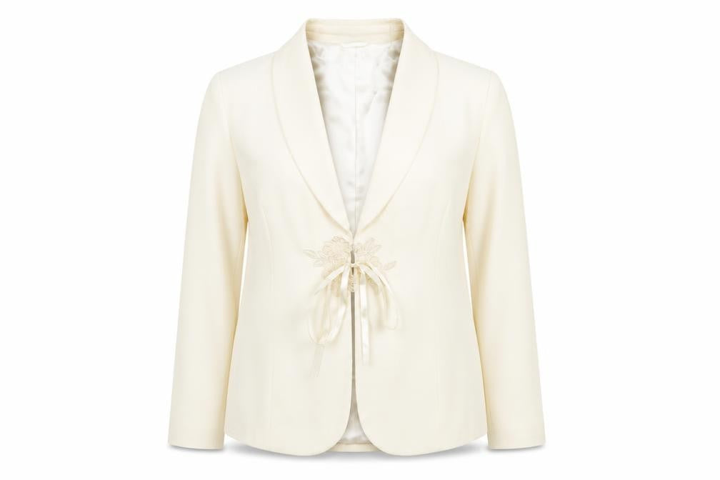 Together Women Ivory Polyester Single-Breasted Blazer UK 18
