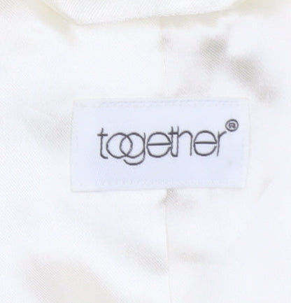 Together Women Ivory Polyester Single-Breasted Blazer UK 18
