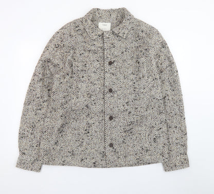 Marks and Spencer Women Beige Wool Tweed Button Jacket Size L