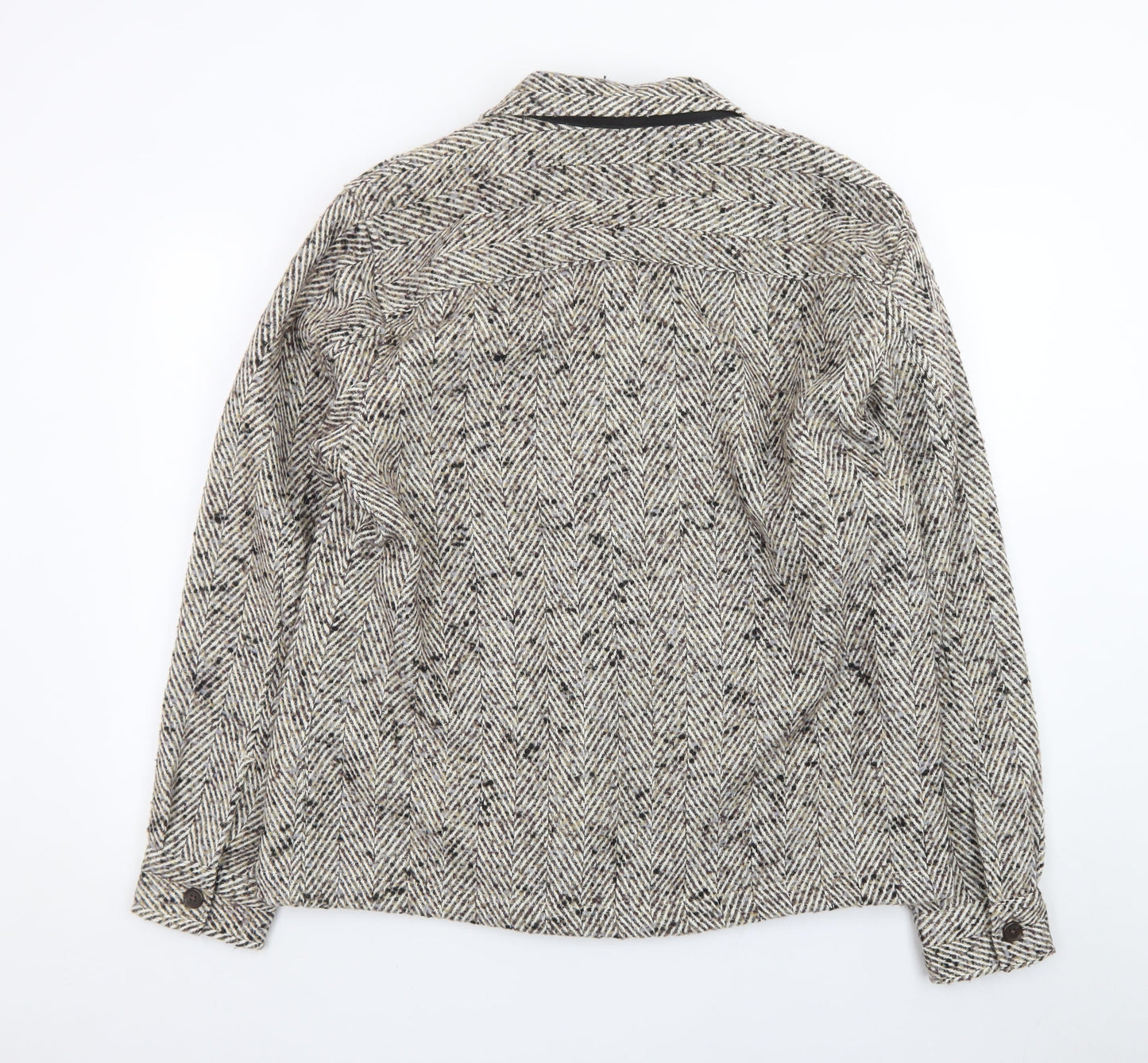 Marks and Spencer Women Beige Wool Tweed Button Jacket Size L