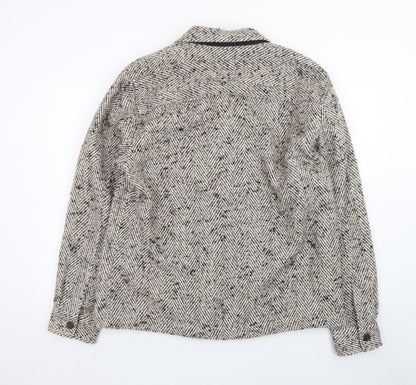 Marks and Spencer Women Beige Wool Tweed Button Jacket Size L