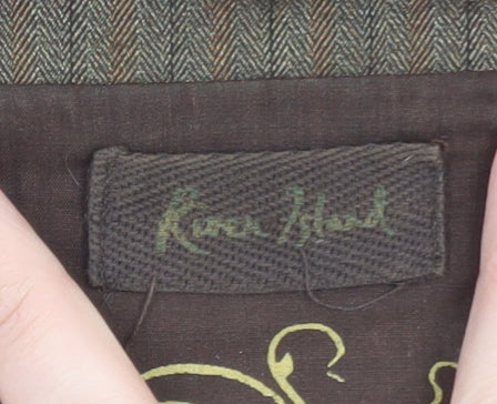 River Island Women's Brown Tweed Sleeveless Herringbone Vest UK 12