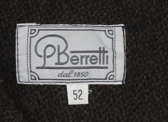 P Berretti Men's Brown Wool Overcoat Size 52 (42in) Lined Classic Style