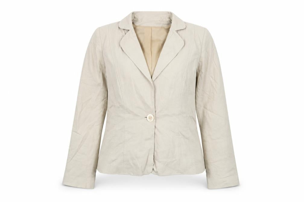 George Women Beige Linen Blend Single-Breasted Blazer UK 12