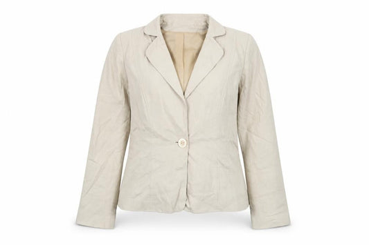 George Women Beige Linen Blend Single-Breasted Blazer UK 12