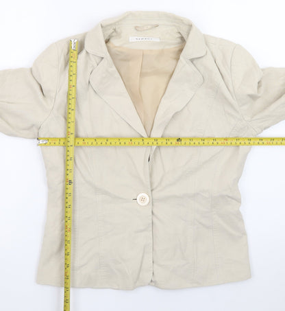 George Women Beige Linen Blend Single-Breasted Blazer UK 12