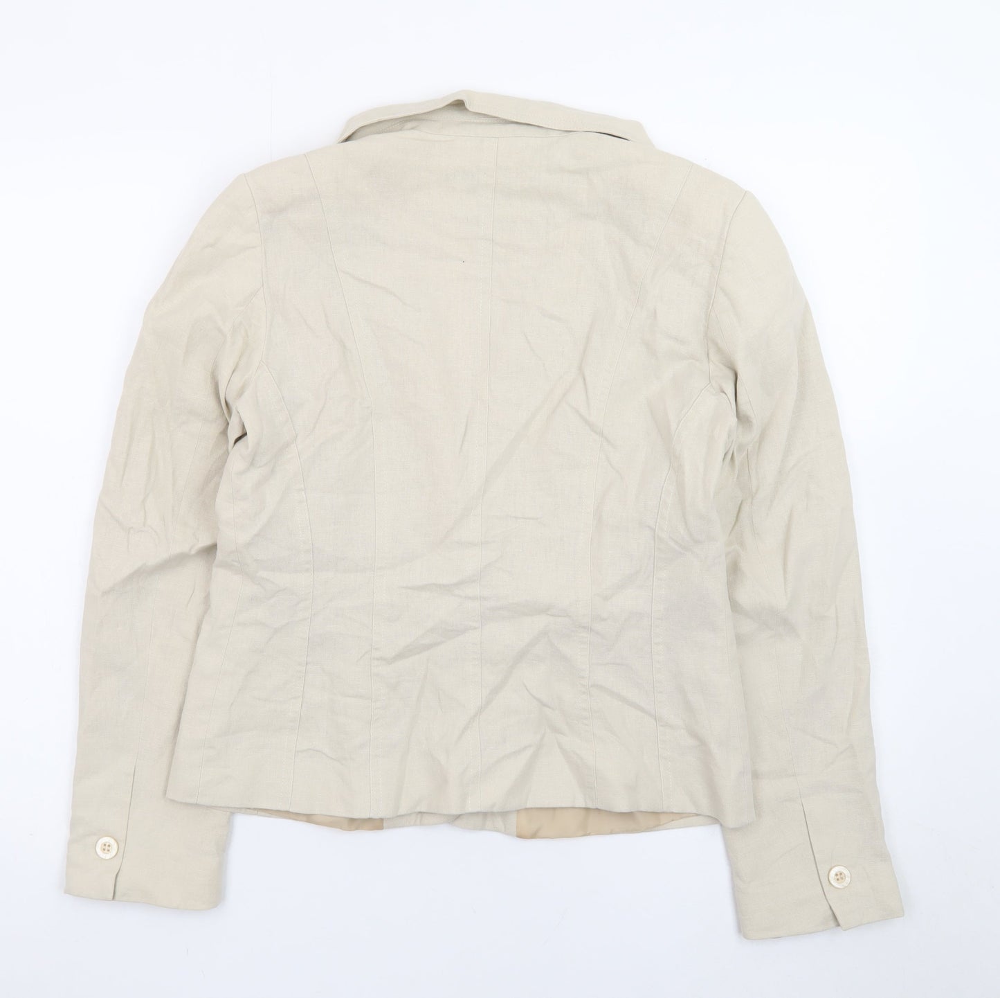 George Women Beige Linen Blend Single-Breasted Blazer UK 12