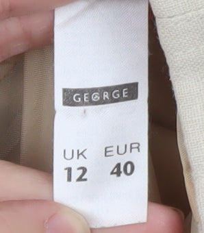 George Women Beige Linen Blend Single-Breasted Blazer UK 12
