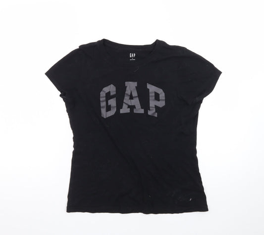 GAP Womens Black Basic Slim Fit Short Sleeve Cotton T-Shirt Size S