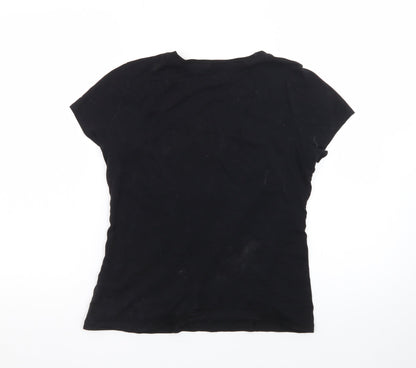 GAP Womens Black Basic Slim Fit Short Sleeve Cotton T-Shirt Size S