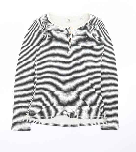 Scotch & Soda Women's Black Striped Cotton Henley Top Size S