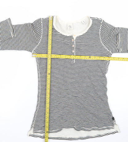 Scotch & Soda Women's Black Striped Cotton Henley Top Size S