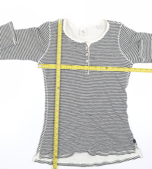 Scotch & Soda Women's Black Striped Cotton Henley Top Size S