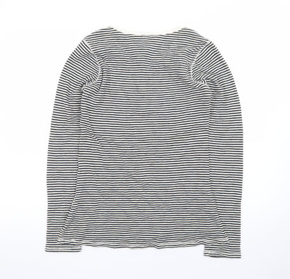 Scotch & Soda Women's Black Striped Cotton Henley Top Size S