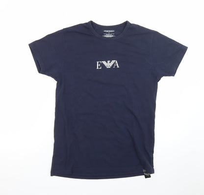 Emporio Armani Men's Blue Crew Neck Short Sleeve Designer T-Shirt M