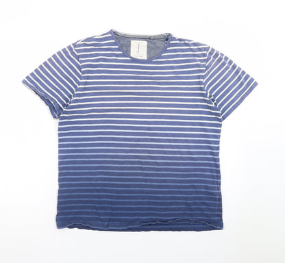 Jasper Conran Jeans Men's Blue Striped Crew Neck Cotton T-Shirt Size XL