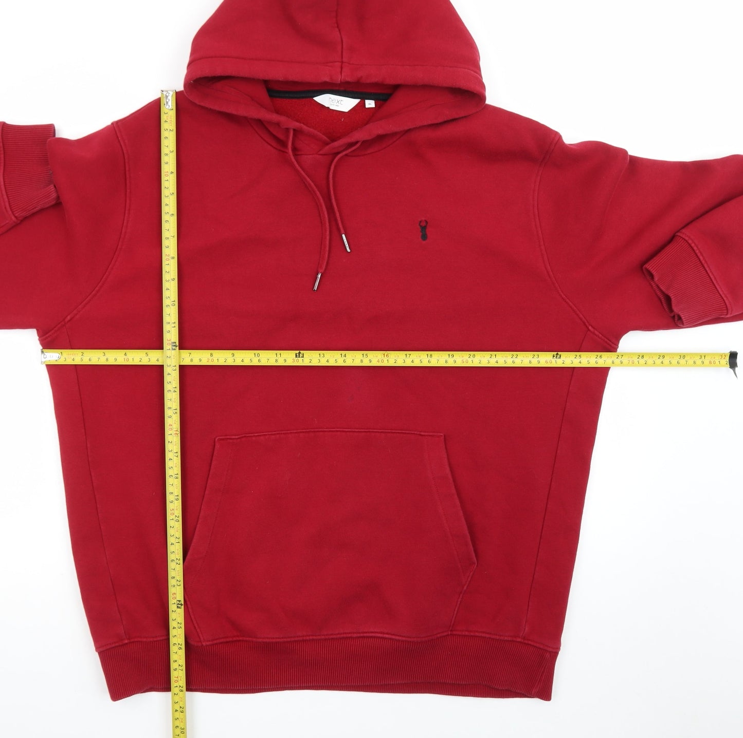 Next Men's Red Pullover Hoodie XL Cotton Blend Fleece