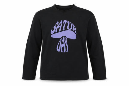 Saturday by Megan Ellaby Men's Black Graphic Long Sleeve T-Shirt M