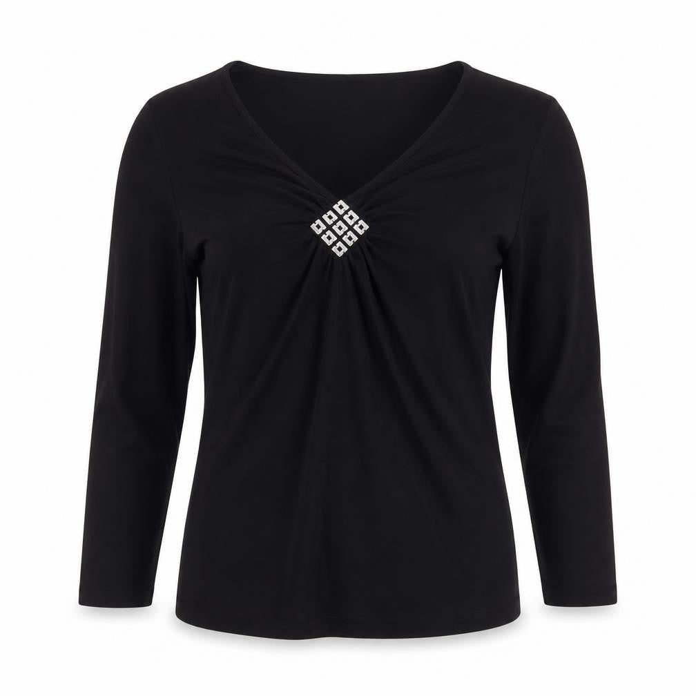 Next Women's Black Viscose Wrap Blouse UK 10 Long Sleeve