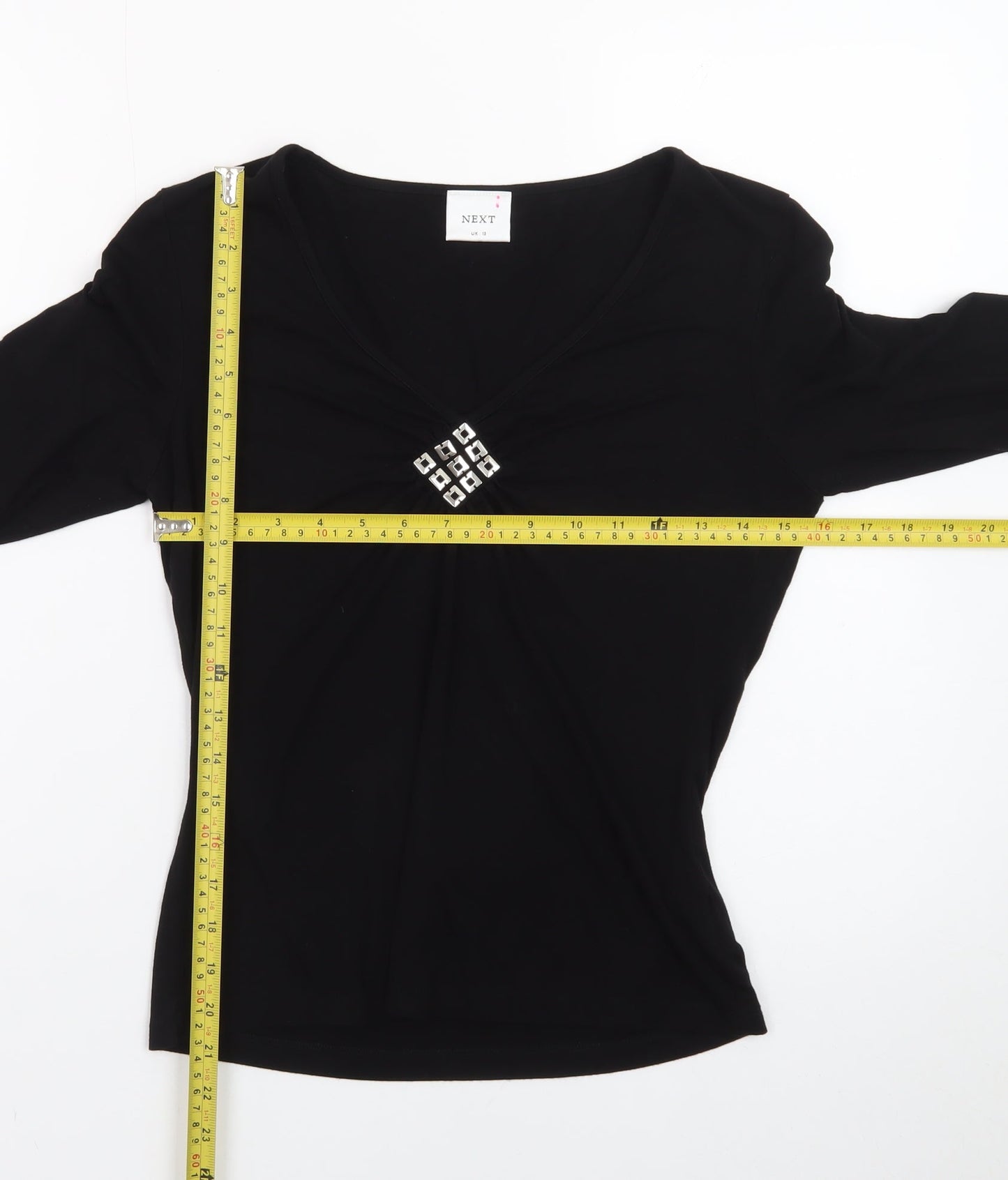 Next Women's Black Viscose Wrap Blouse UK 10 Long Sleeve