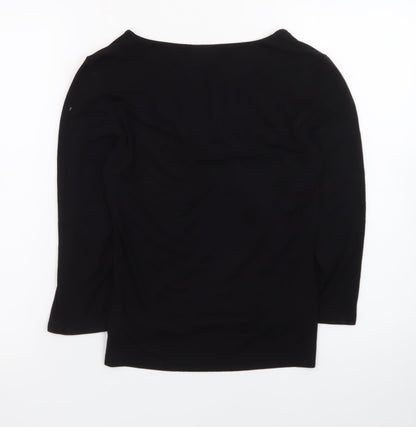 Next Women's Black Viscose Wrap Blouse UK 10 Long Sleeve