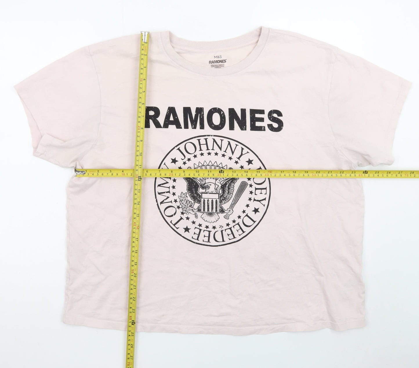 Marks and Spencer Unisex Pink Ramones Band Graphic T-Shirt Size 22