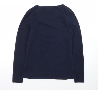 Barbour Women's Blue Long Sleeve Robin Print Cotton T-Shirt Size 10