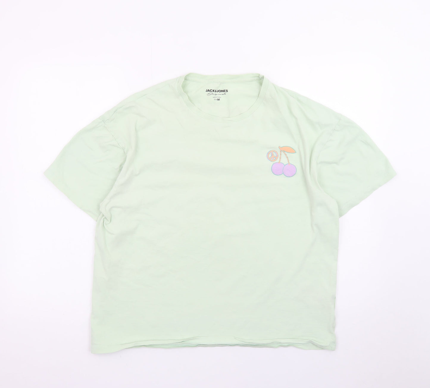 Jack & Jones Green Graphic Retro T-Shirt M Unisex Casual Summer Top