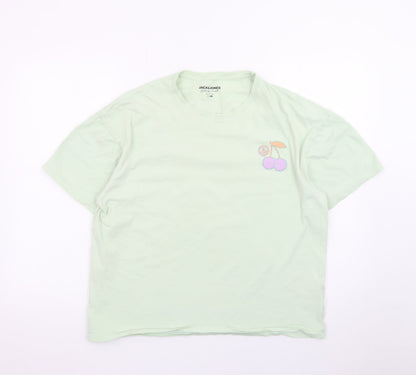 Jack & Jones Green Graphic Retro T-Shirt M Unisex Casual Summer Top